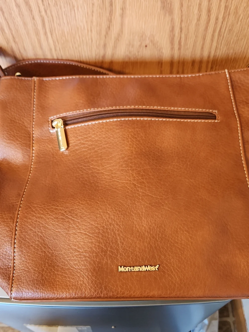 Montana West Brown Leather Hobo Bag with Gold Hardware